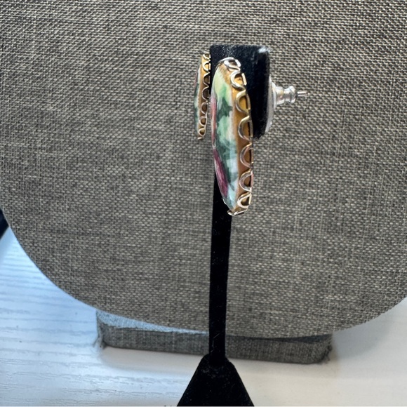 Vintage Hand painted Rose Earrings - Picture 3 of 5